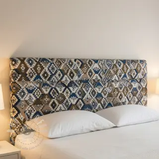 Dekostoff jacquard Kilim cobalt havane