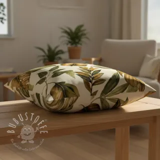 Dekostoff premium Linenlook Botanic Bold Leaf digital print