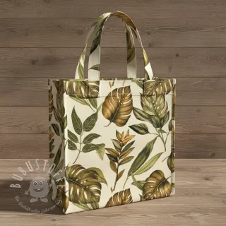 Dekostoff premium Linenlook Botanic Bold Leaf digital print