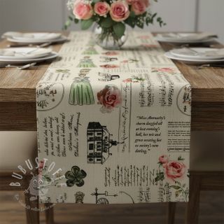 Dekostoff premium Linenlook Regal Newspaper digital print