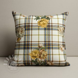 Dekostoff premium Linenlook Classic Peony Check digital print