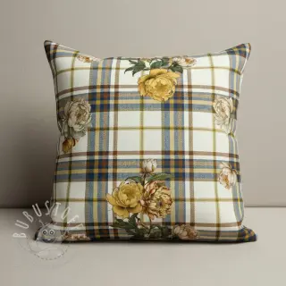 Dekostoff premium Linenlook Classic Peony Check digital print