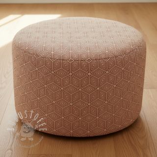 Dekostoff Linenlook Blocks 3D Illusion cherry