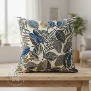 Dekostoff jacquard Cacao allover bleu