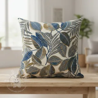 Dekostoff jacquard Cacao allover bleu