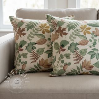 Dekostoff premium Linenlook Coloured Leaf Mix digital print