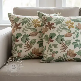 Dekostoff premium Linenlook Coloured Leaf Mix digital print