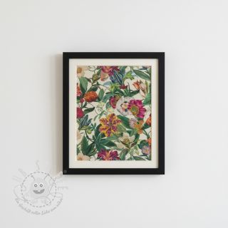 Dekostoff premium Linenlook Flashy Floral Party digital print