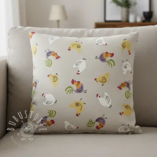 Dekostoff Linenlook Rooster And Chick