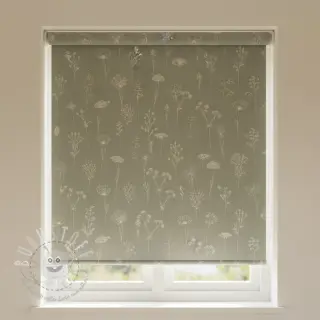 Dekostoff Linenlook Fine Fragile Flower old green