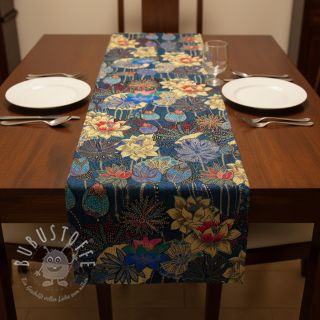 Dekostoff jacquard Opium allover bleu