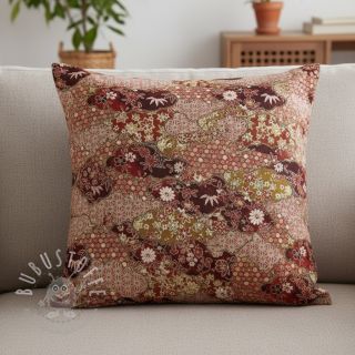 Dekostoff jacquard Nuage allover rouge