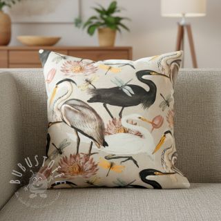 Dekostoff VELVET Heron bird camel
