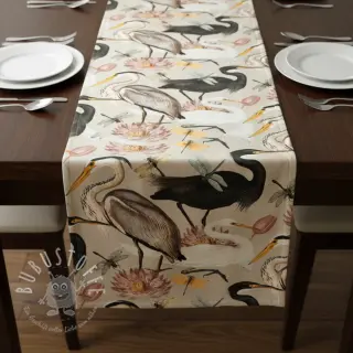 Dekostoff VELVET Heron bird camel