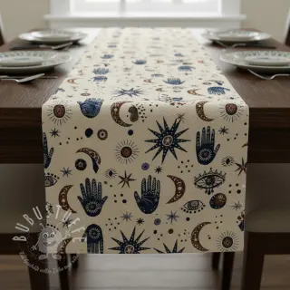 Dekostoff jacquard Namaste allover blanc