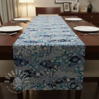 Dekostoff jacquard Nuage allover bleu