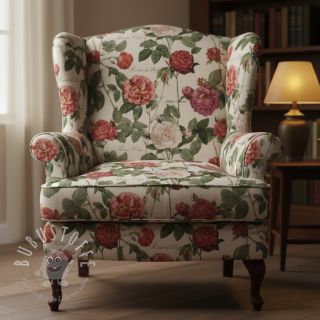 Dekostoff Linenlook premium Vintage Rose Garden digital print