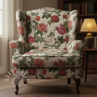 Dekostoff Linenlook premium Vintage Rose Garden digital print