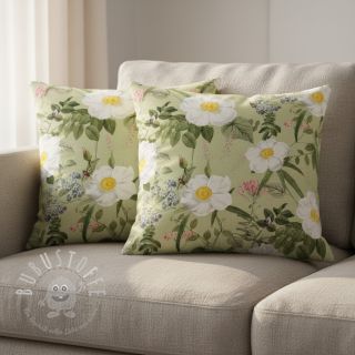 Dekostoff Romantic rose garden digital print