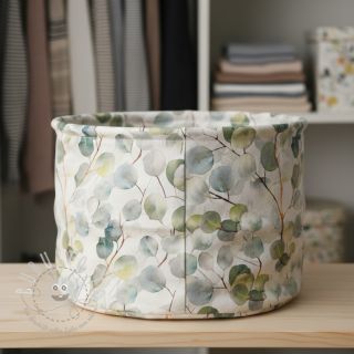 Dekostoff Linenlook Eucalyptus boho leaf digital print