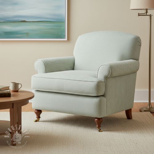 Dekostoff DOBBY Colored stripe soft green