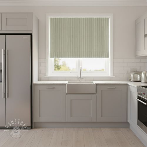 Dekostoff DOBBY Colored stripe soft green