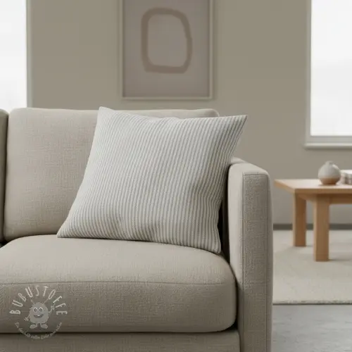 Dekostoff DOBBY Colored stripe grey