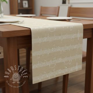 Dekostoff jacquard Music notes lyrics metallic