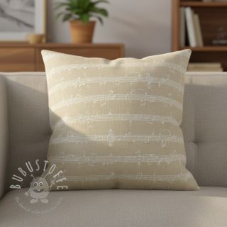Dekostoff jacquard Music notes lyrics metallic