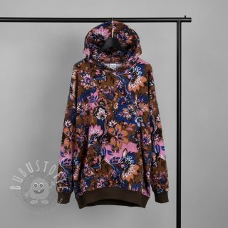 Sweatstoff Flowers Mici brown digital print