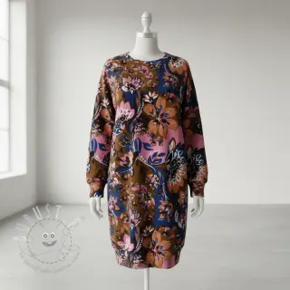 Sweatstoff Flowers Mici brown digital print