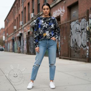 Sweatstoff Graffiti black digital print