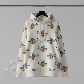 Sweatstoff Dogs and hearts off white