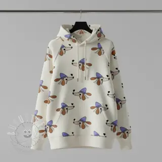 Sweatstoff Dogs and hearts off white