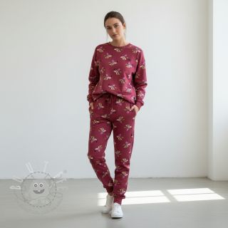 Sweatstoff Dogs and hearts red