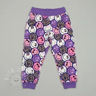 Sweatstoff Happy faces purple digital print