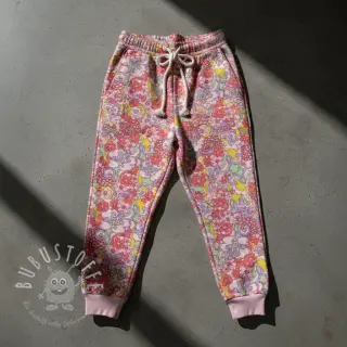 Sweatstoff Abstract flowers pink digital print
