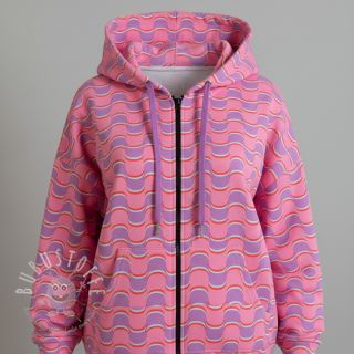 Sweatstoff Abstract flowers wave purple digital print