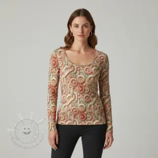 Jersey VISCOSE Unity orange digital print