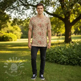 Jersey VISCOSE Unity orange digital print