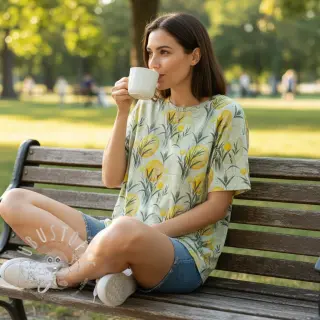 Jersey VISCOSE Enjoy The Silence lemon digital print