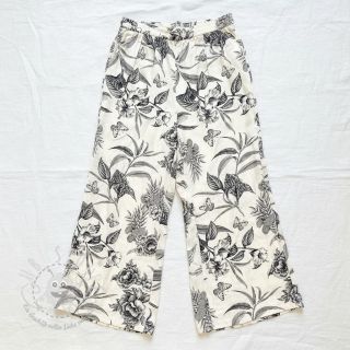 Viskosestoff leinen Floweria navy