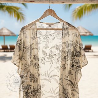 Viskosestoff leinen Floweria navy