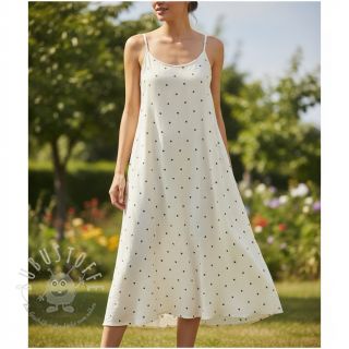 Viskosestoff leinen FOIL Hearts ecru