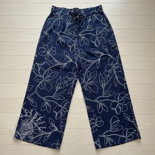 Viskosestoff leinen EMBROIDERY Flower Danielle navy