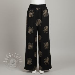 Viskosestoff leinen EMBROIDERY Flower Maya black