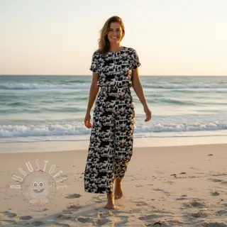 Viskosestoff leinen Daisy design A digital print