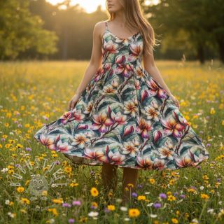 Viskosestoff leinen Jasmine design C digital print