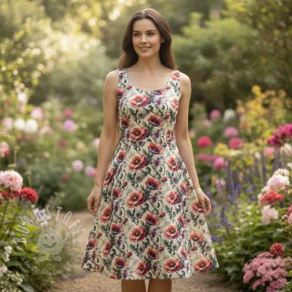 Viskosestoff leinen Liana design C digital print