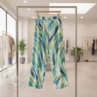 Viskosestoff SATIN Chloe blue digital print